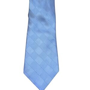 Donald J Trump Signature Collection Light Blue Checkered 100% Silk Mens Tie